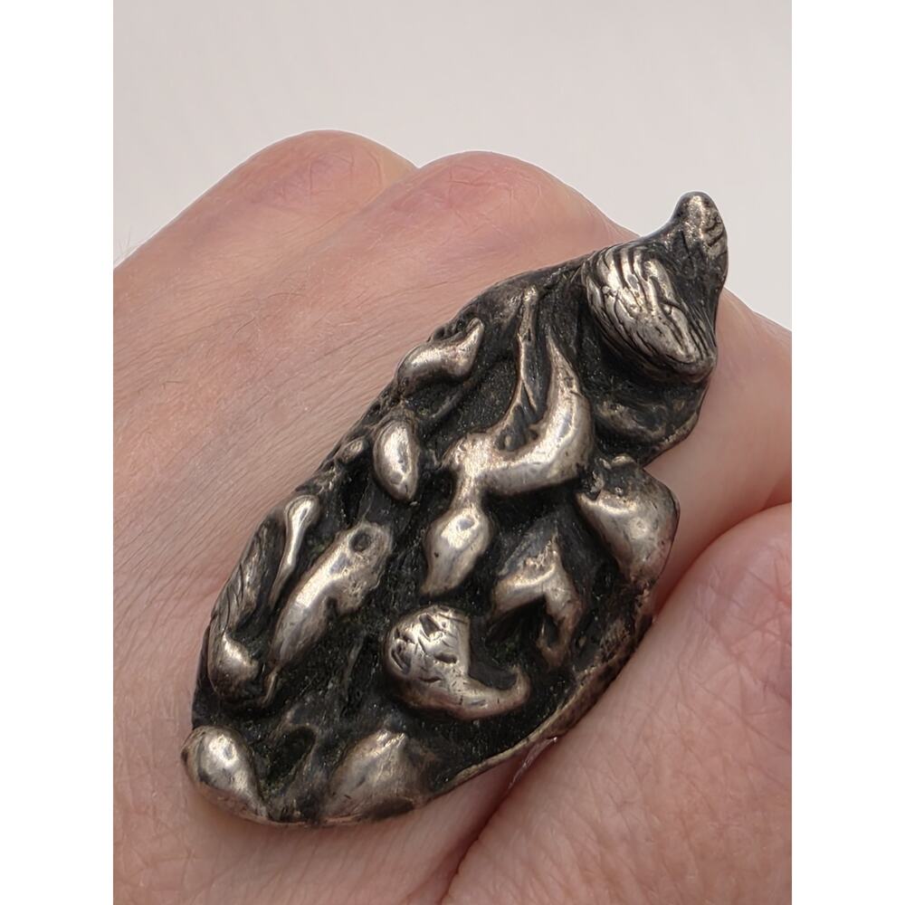 Modernist Sterling Silver Unique Large Ring Size 7